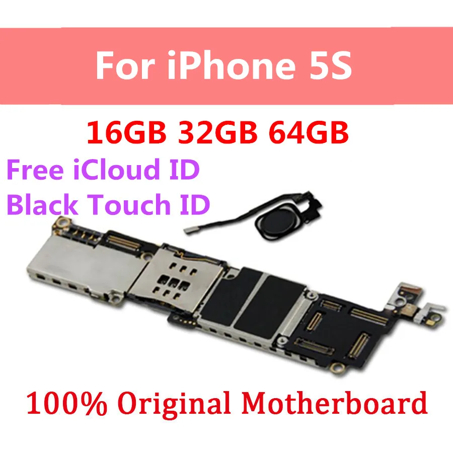 

Motherboard for iphone 5S With/ Without Touch ID Mainboard unlocked for iphone 5S With Chips logic board 16GB 32GB 64GB