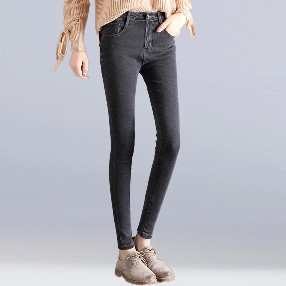 

new women skinny jeans high waist stretch denim pants pencil pants women casual autumn no velvet jeans winter plus velvet jeans