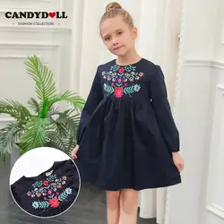 CANDYDOLL/новое осеннее платье для девочек, детское платье из чистого хлопка в национальном стиле, платье принцессы с длинными рукавами и