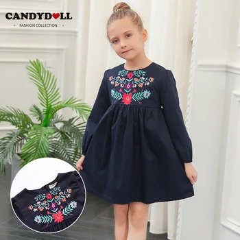 

CANDYDOLL The new girl's dress of autumn pure cotton national style children's dress embroidered long sleeve princess dress