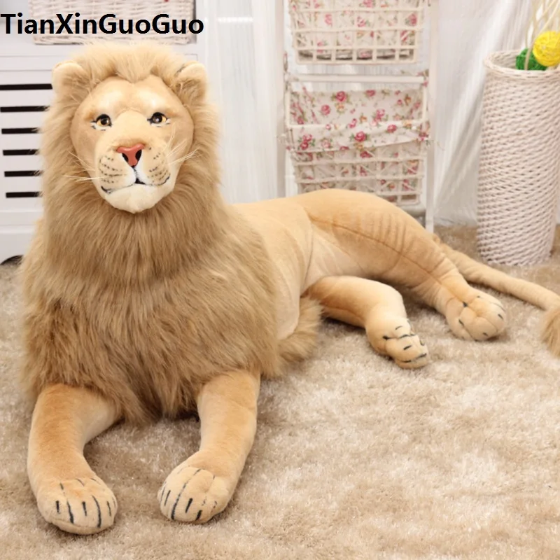 stuffed toy huge 130cm prone lion plush toy simulation lion home