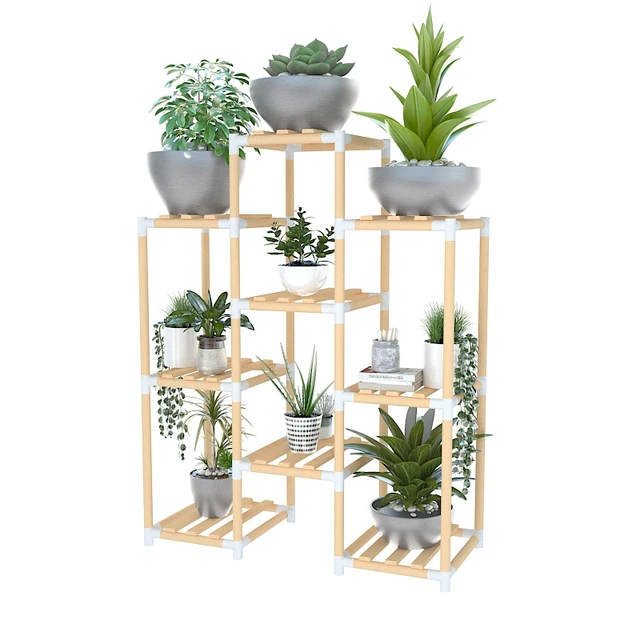 Wooden Flower Stands Multi Tier Plants Garden Storage Rack Pots Wooden Flower Stands Multi Tier Plants Garden Storage Rack Pots Organizer Holder Customizable Display Shelves For Indoor Decor