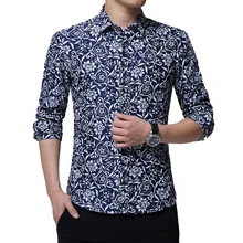 Бренд модная мужская рубашка с длинными рукавами Топы с принтом повседневные мужские рубашки тонкие мужские рубашки плюс размер 5xl