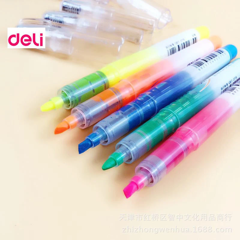 

Deli 12pcs/lot 5 colors school&office text separators Chancery colored drawing Liner markers Copic art marker highlighters pen
