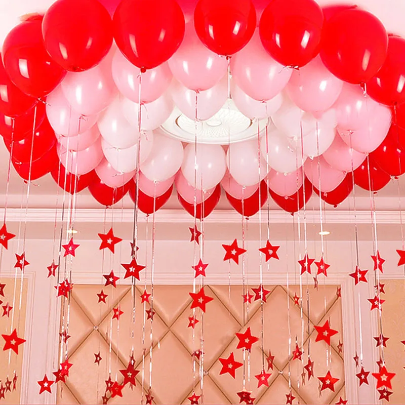 Marriage Room Balloon Accessories Decor Ribbon Rain Pendants 100 Pcs Cloth Material Star Card Wedding Supply Laser Pendant