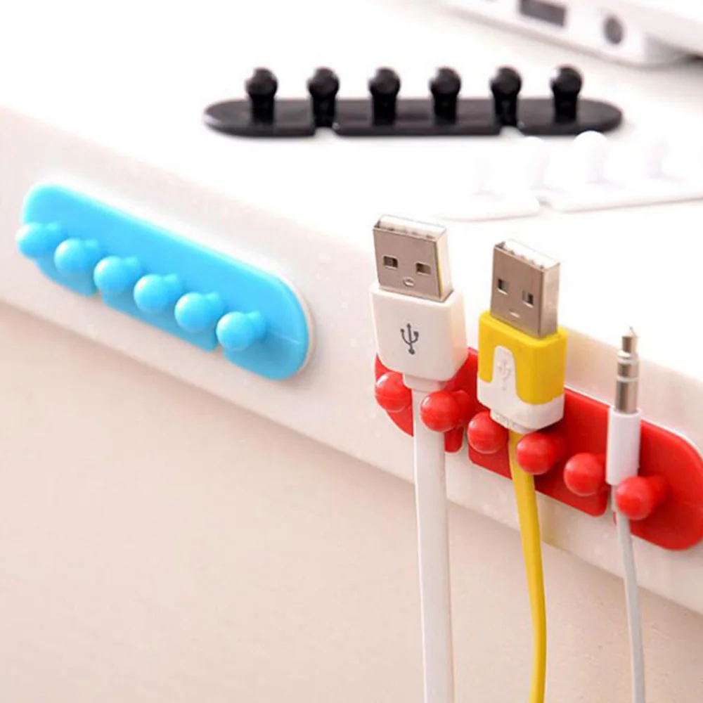 

Hot Sale 2PCS Wire Cord Cable Ties Tidy Holder Drop Clip Organizer Line Fixer Winder Multi-color New Hot Good Adhesive Useful