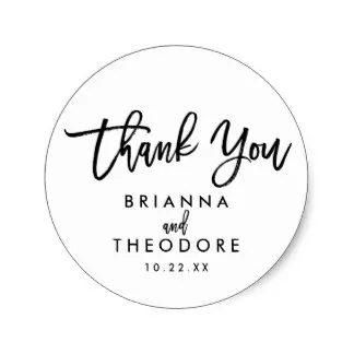 3 8cm Chic Hand Lettered Wedding Thank You Favor Label Clic Round 3 8cm Chic Hand Lettered Wedding Thank You Favor Label Clic Round Sticker