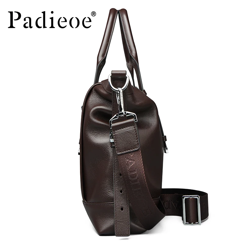Padieoe100 ٪ حقيبة جلدية أصلية الرجال عارضة حقيبة الأعمال 14 بوصة محمول حقيبة crossbody حقيبة كتف جلد حقيبة يد الرجال