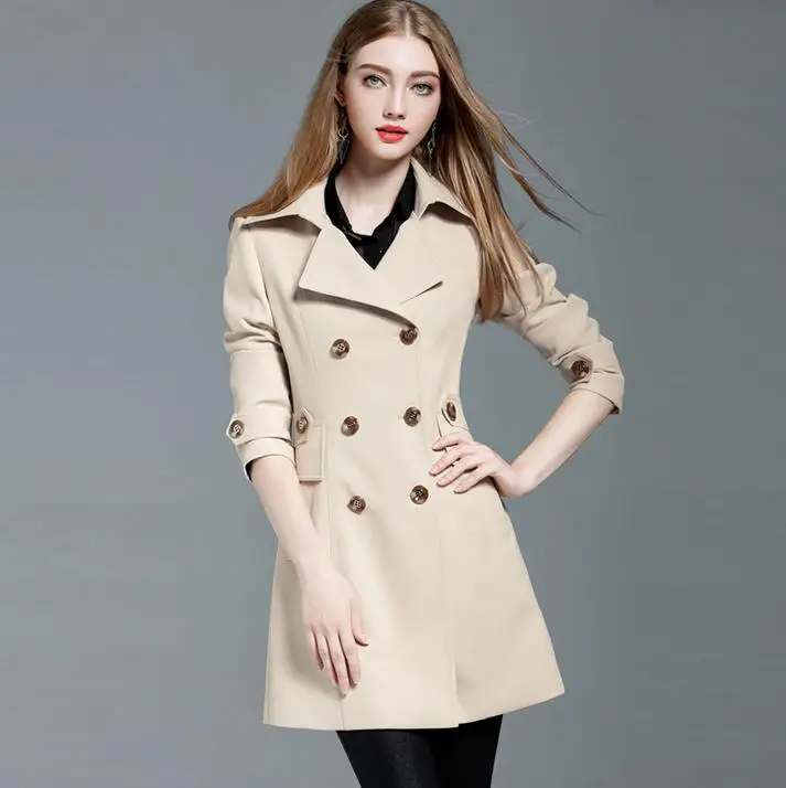 Trench coat female 2018 spring and autumn fashion double breasted slim womens trench coats long-sleeve outerwear plus size 4XL