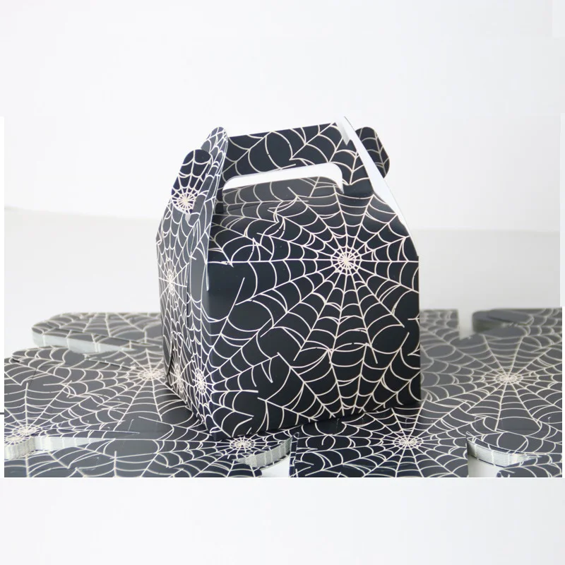 Black Spider Style Candy Box Wedding Favors and Gift Box Sweet Paper Bags for Halloween Baby Shower Event Party Supplies