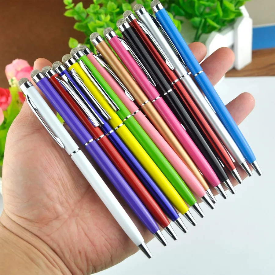 Металлическая шариковая ручка, емкостный сенсорный экран, микрофибра, стилус, подарок для iPad, iPhone, школьные офисные принадлежности, 12 цветов