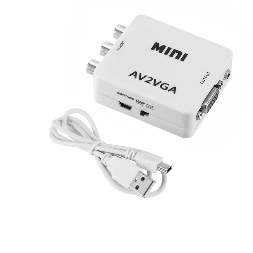 Мини видеоконвертер 1080P RCA AV на VGA видеопреобразователь с 3 5 мм аудио AV2VGA / CVBS +
