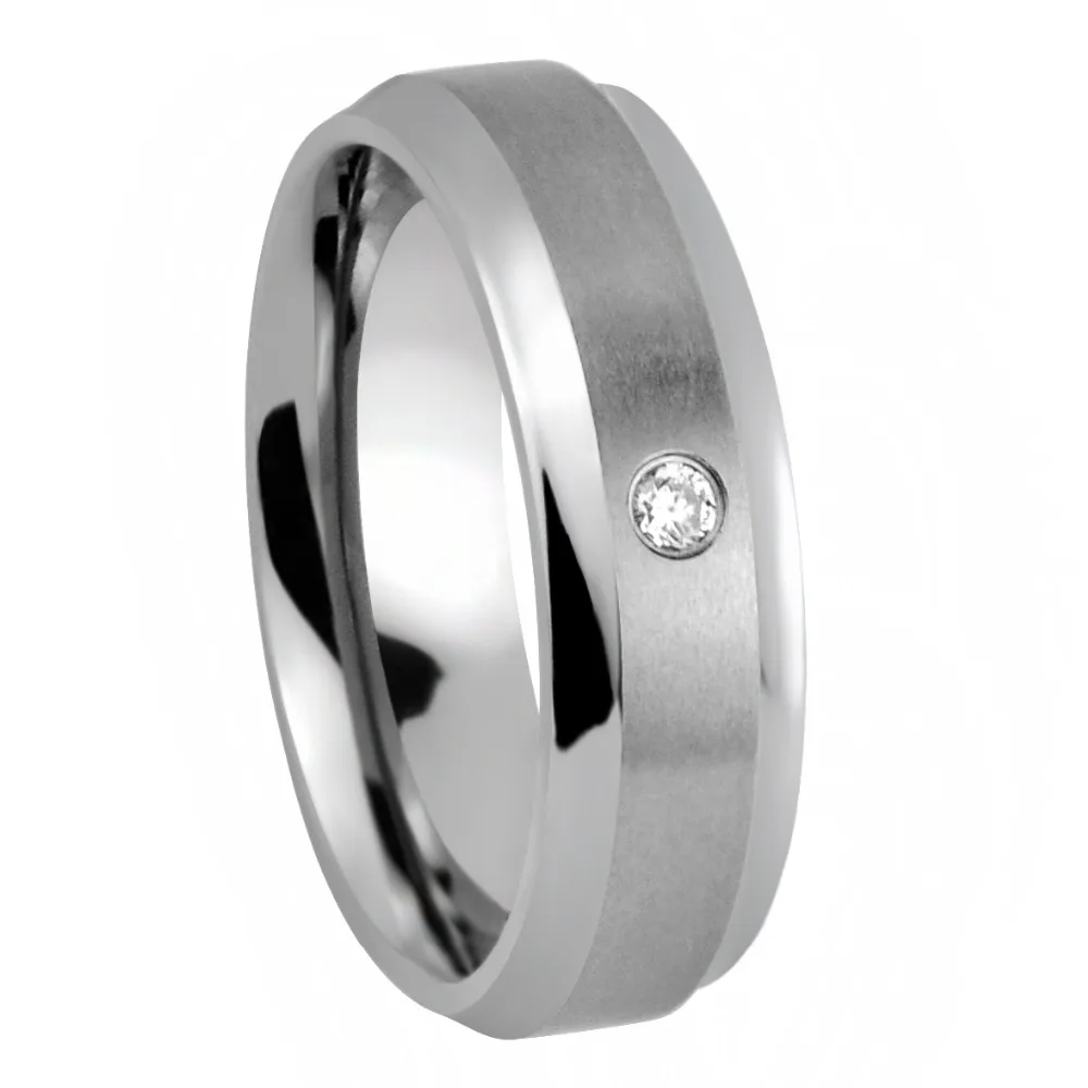 

CZ Stone Titanium Brushed Ring Fashion Jewelry