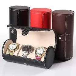 Модные роскошный дисплей часов Подарочная коробка Roll 3 Слот наручные часы цепочки и ожерелья браслет ювелирные изделия коробка из