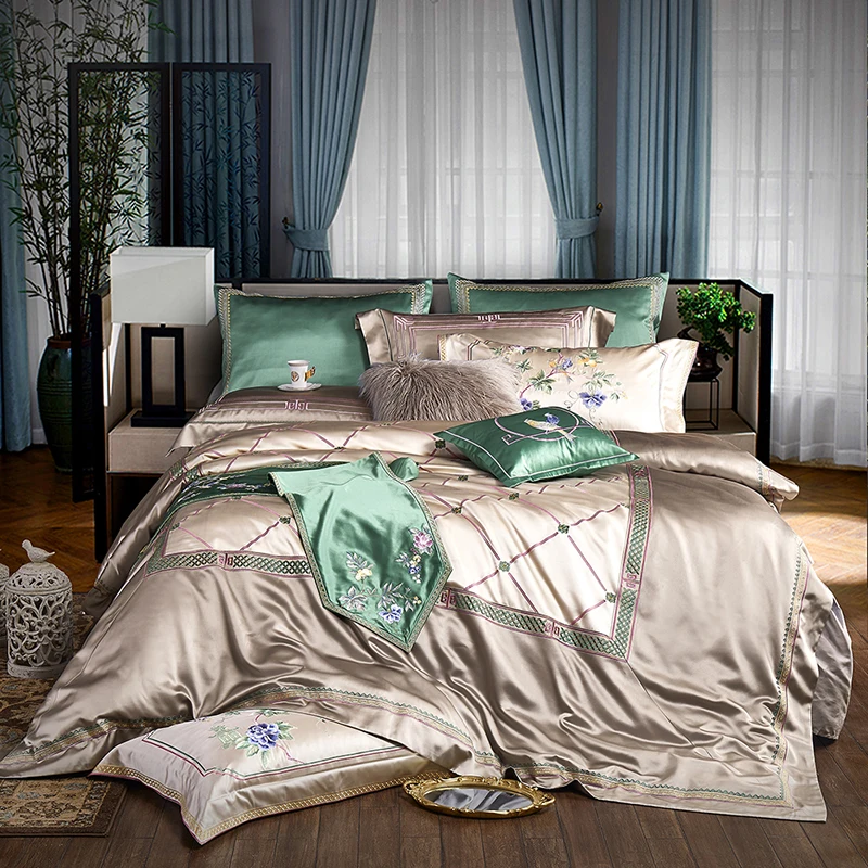 4/6/9Pcs Luxury Royal Bedding set Brocade Double King Queen size Bedsheet set Duvet cover Fit
