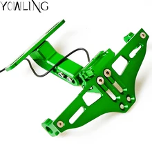 CNC Aluminum Motorcycle Rear License Plate Mount Holder with LED Light For Kawasaki Z ZR ZX 125 250 750 750R 750S 800 1000 SX CNC Aluminum Motorcycle Rear License Plate Mount Holder with LED Light For Kawasaki Z ZR ZX 125 250 750 750R 750S 800 1000 SX