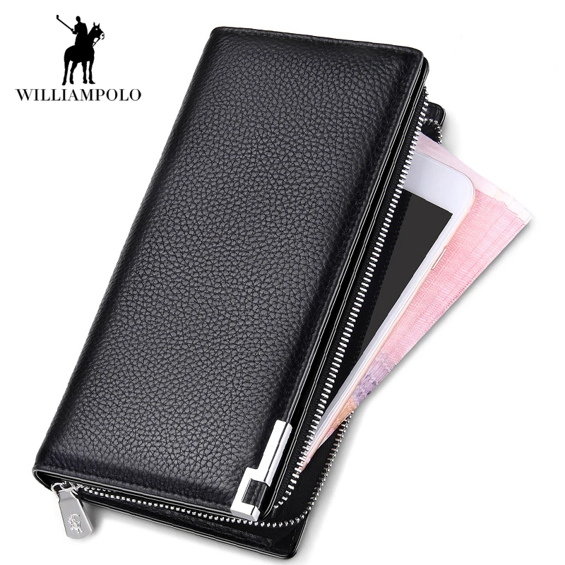

2019 Men Wallet Genius Leather Bag Brand Metal Corner Phone Wallet Designers Male Clutch Passcard Money Pocket Large Capacity