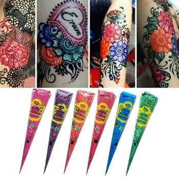 

Red Green Orange Blue Henna Cones Indian Henna Tattoo Paste For Temporary Tattoo Body Art Sticker Mehndi Body Paint