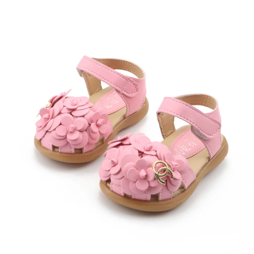 Детская обувь; коллекция года; сезон весна-лето; новые детские сандалии для девочек с цветами; детская обувь с мягкой подошвой; size21-30 - Цвет: Розовый
