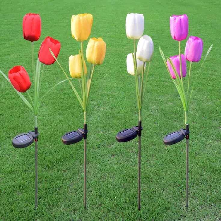 1pcs Solar Tulip Flower Lights Solar Powered Garden Outdoor Decorative
