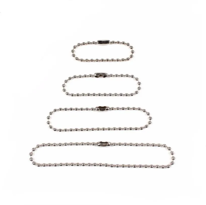 

50pcs 2.4mm Ball Beads Chain Jewelry Chains Bulk With Connector for DIY Accessories Key Chain Dolls/Label hand tag Connector