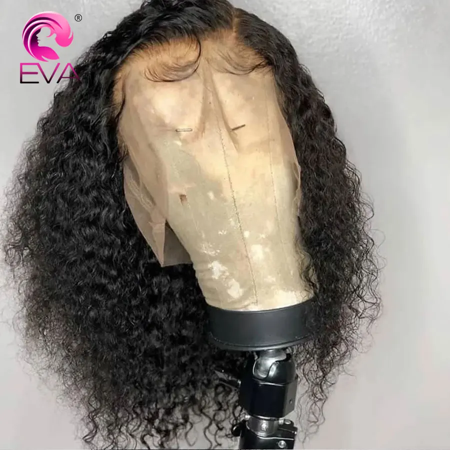 Eva Hair 180% Density 360 Lace Frontal Wig Pre Plucked With Baby Hair Brazilian Remy Human Hair Curly Lace Wigs For Black Women