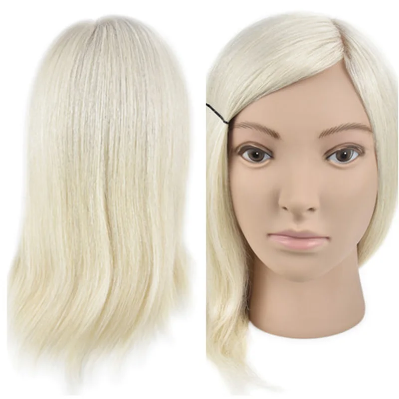 

New Female 35cm White Real Human Hair Salon Hairdressing Training Practice Mannequin Head Wig Dolls Hairstyles Training Manikin