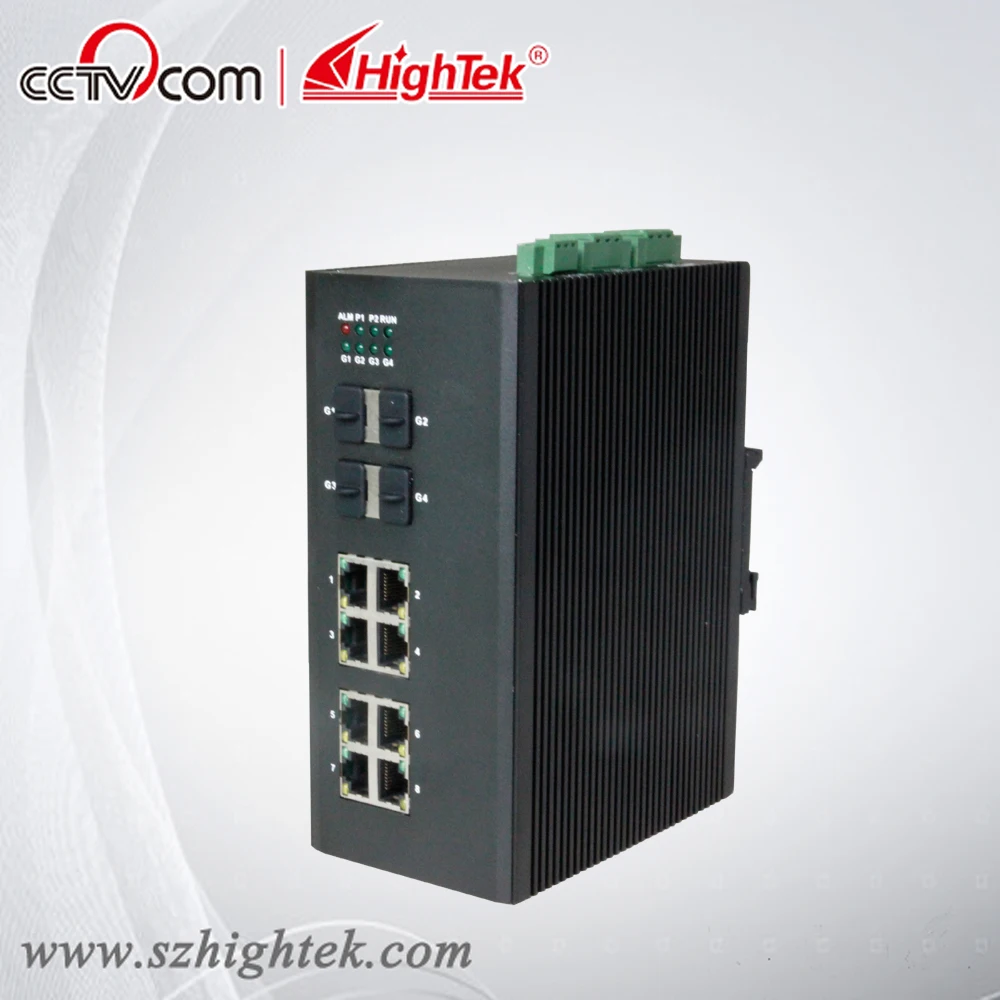 HighTek HK 85408G Un management 10 100 1000M Industrial 4 port fiber optic SFP and 8