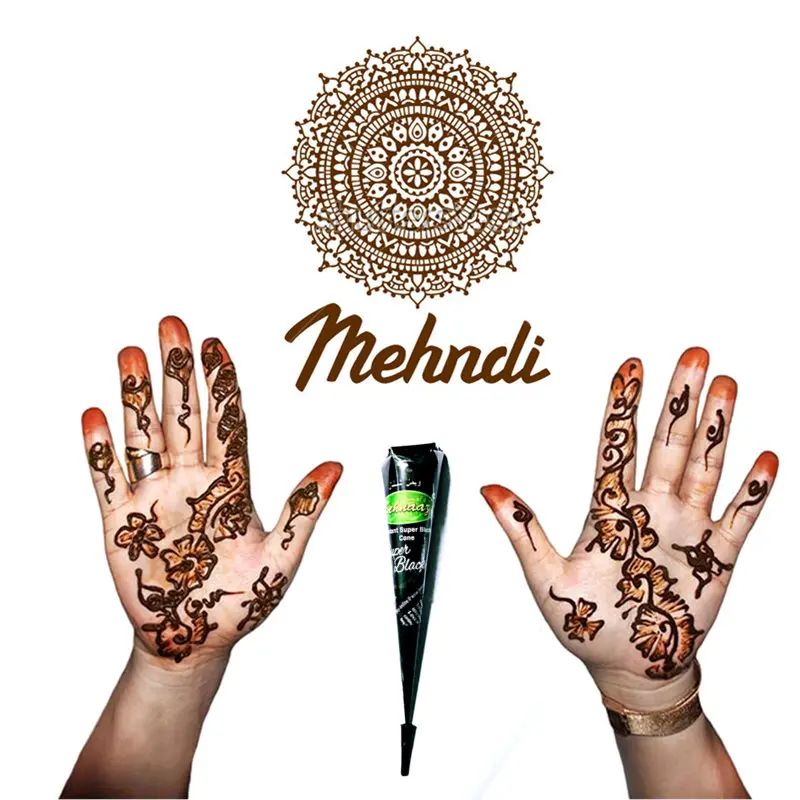 

Indian Mehndi Henna Tattoo Paste Cone Multi Colors Temporary Tatoo Makeup Tool Waterproof 100% Safe NO PPD NO HARMFUL CHEMICALS