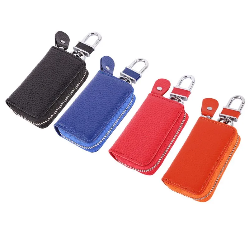 PU Leather Car Key Wallets Key Holder Housekeeper Keys Organizer Women Keychain Covers Zipper