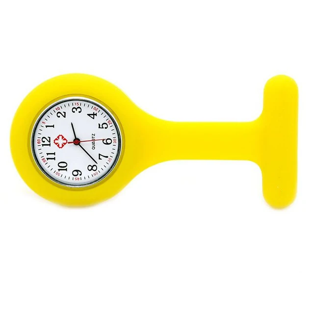 Красочные силиконовые медсестры карманные Fob часы с брошь часы резиновые медицинские женские часы больничные принадлежности Relogio Feminino - Цвет: Yellow
