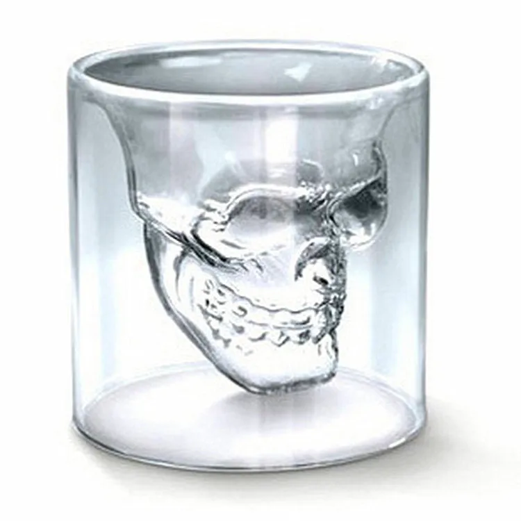 

New creative crystal skull shape tea cup 75ml 150ml 250ml heat resistant glasss cup transparent kung fu tea set drinkware gift