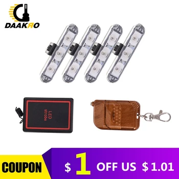 

DC 12V Car 12 LED Red Blue Police Strobe Flash Light Dash Emergency Warning Lamp 16W With Control Box Wireless Remote