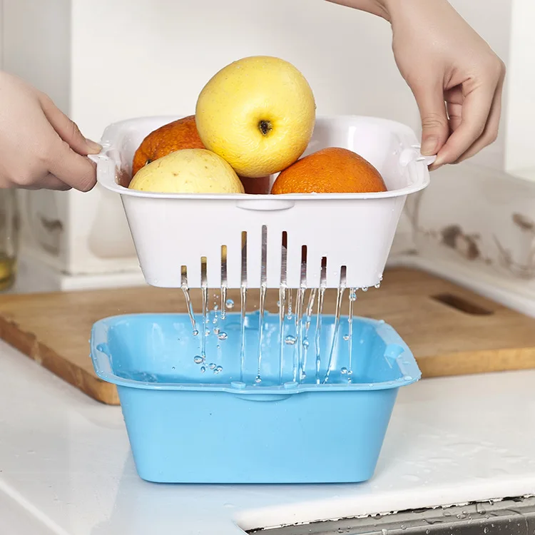 qm673 Colorful fruits and vegetables t drain double fruit and vegetable