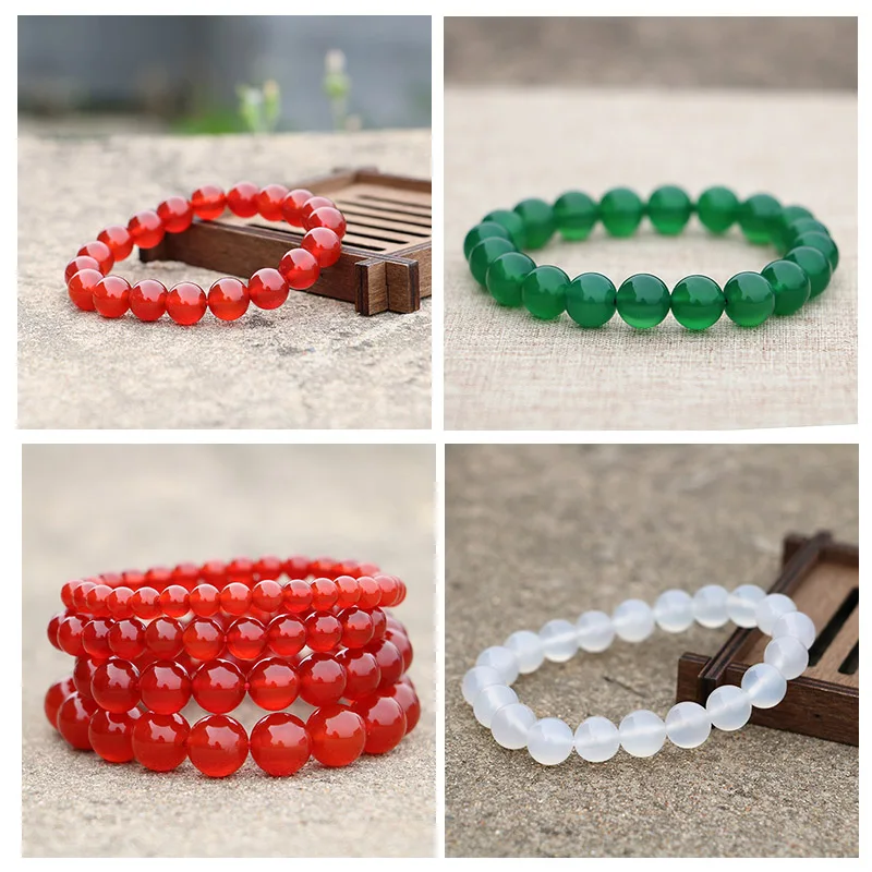 

Natural Stone Bracelets Red Green Agates For Women Men Rose Quartzs Tiger Eyes Agates Beaded Yoga Energy Bracelets