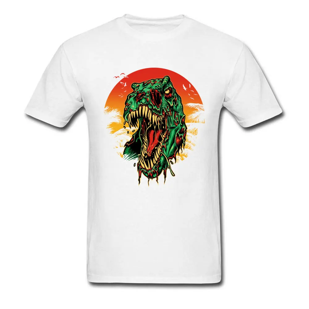 Zombie T-Rex Printed T Shirts for Men All Cotton ostern Day Tops Shirt Custom Tees Short Sleeve 2018 Crew Neck Zombie T-Rex white