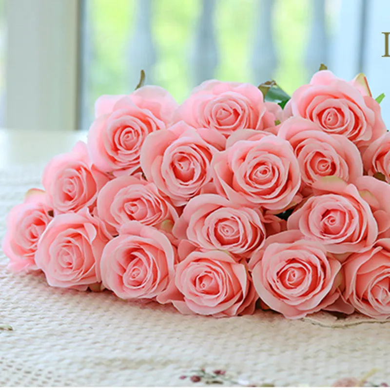 10 Branch Silk Light Pink Roses Wedding Party Decoration Home