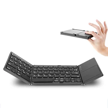 

Portable Two Folding Foldable Bluetooth Keyboard BT Wireless Folding Touchpad Keyboard for IOS / Android / Windows ipad Tablet