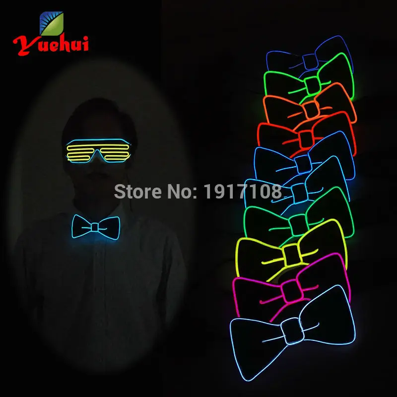 

High quality 10 Color Available Blinking EL Bowtie LED Bow tie Light up By 2AA Battery For Men's Marriage Gift Party Supplies