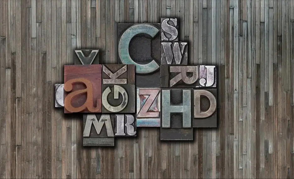 

Custom wallpaper mural retro metal English font background wall