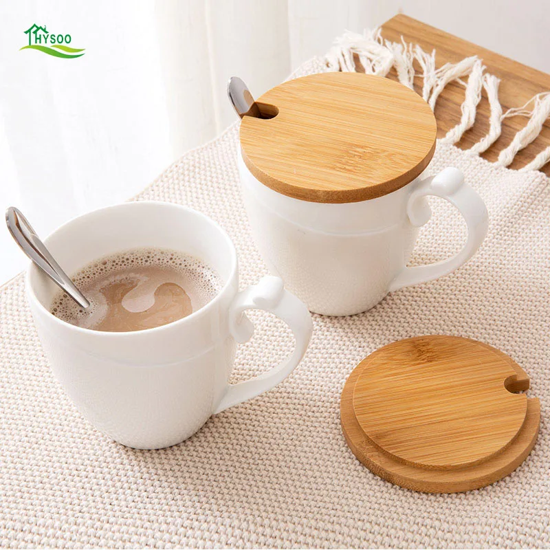 

With spoon ceramic cup large capacity coffee cup with lid simple couple cups Mug milk cup