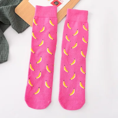 Женские носки Зимняя мода чёсаный хлопок носки забавные каваи хип-хоп Хэппи Харадзюку носки цветные уличные трендовые Повседневные носки с фруктами - Цвет: banana