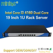 Minisys customize 6 Lan Mini Linux 1U Rackmount Server i3 4160 Cloud Computer Pfsense PC With VGA CF Card Slot For Windows 10