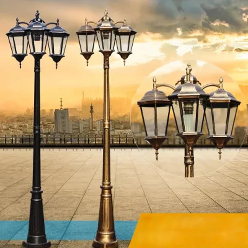 Goede Europese moderne minimalistische waterdichte outdoor tuin landschap lichten lamp aluminium brons dubbele lichten E27 verlichting lamp