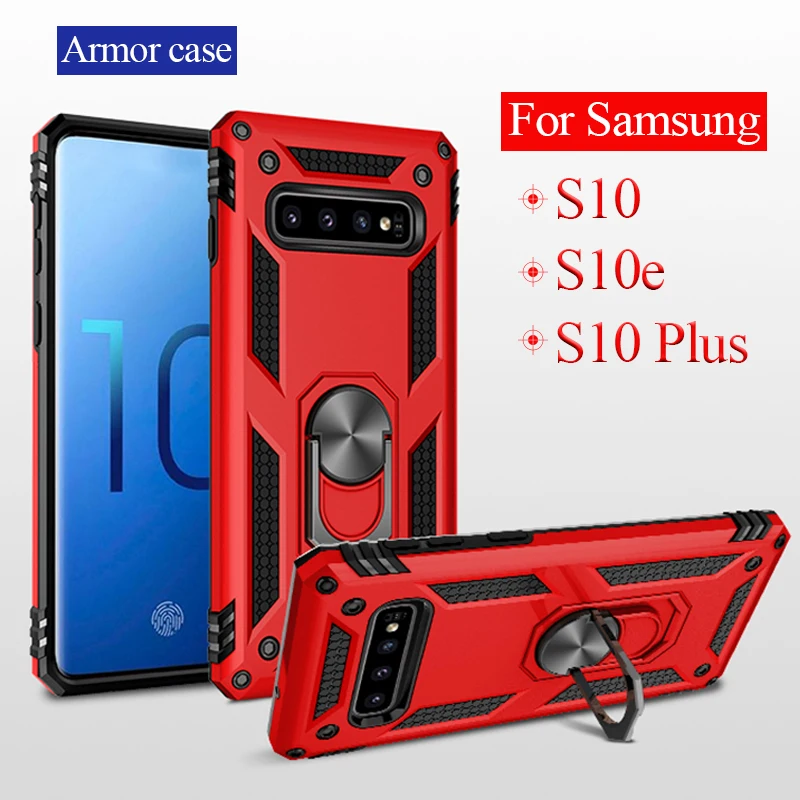 S10 plus s10e armor case for samsung galaxy s 10 s10plus rugged hard shell fit magnetic car mount bumper cover with stand conque |