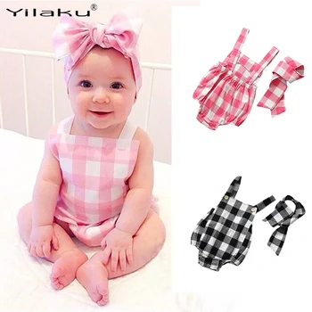 

Baby Girl Romper Summer Clothing For Newborn Girls Headband And Suspenders Sleeveless Rompers Set FF040