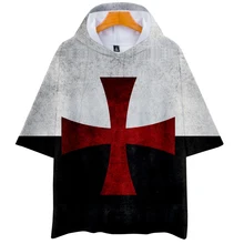 Рыцари Тамплиер хип-хоп Футболка 3D принт Тамплиер с капюшоном футболки для мужчин летняя футболка с круглым вырезом короткий рукав Harajuku мужская одежда