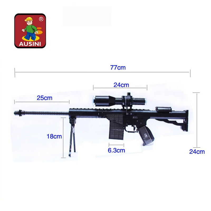 AUSINI-527pcs-M107-Sniper-Assault-Rifle-GUN-Weapon-Arms-Model-1-1-3D-DIY-Building-Blocks (2)