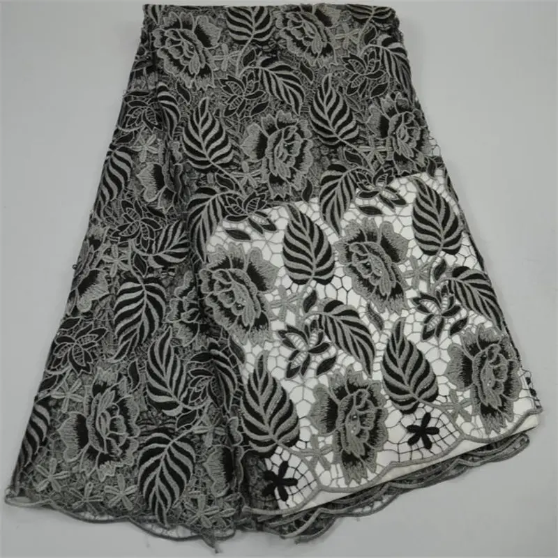 

2018 Beautiful Grey Popular Design New Wax Hollandais African lace Fabric High Quality Guipure Lace Fabric For Women