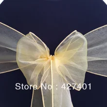 Высокое качество Золотой органза/органза стул лук для свадьбы события и вечерние украшения